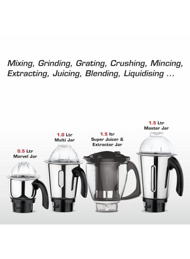 Vidiem  Blu Mixer Grinder 717 A|750 Watts|5 Jar In-1 Juicer|5 Leakproof Jars With Self-Lock, Wet And Dry, Chutneys & Curries|ABS Body|5 Year Warranty On Motor & 2 Year Product Warranty, Blue - Image 4